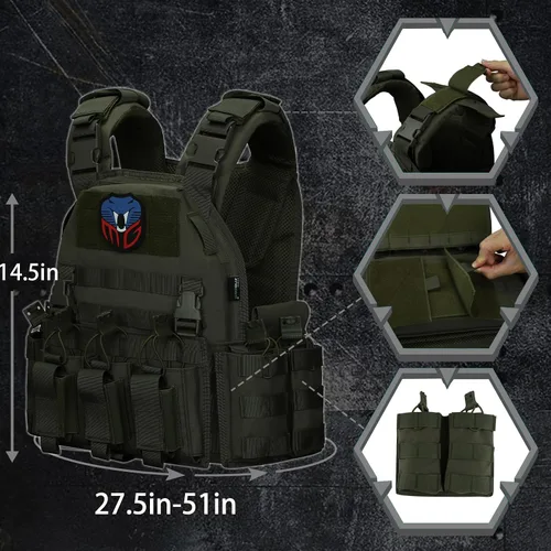 Vista 2 de Chaleco táctico para hombre Molle Airsoft chaleco adulto