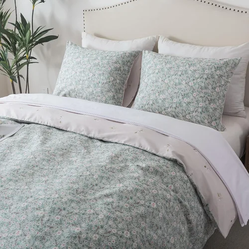 Vista 50 de HoneiLife Juegos de Fundas de Edredón Twin - Funda de Edredón Floral 100% Algodón, Juego de Ropa de Cama Transpirable de 2 Piezas con Cierre
