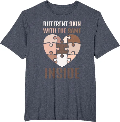 Vista 56 de Camiseta con texto en inglés "Black History Month Different Skin With The Same Love Inside