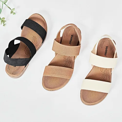 Vista 6 de Veittes Sandalias planas para mujer, sandalias planas casuales y suaves a la moda.