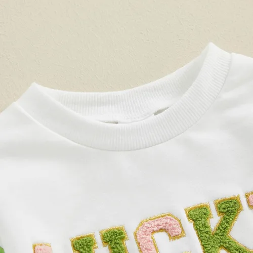 Vista 5 de FOCUSNORM Ropa de Pascua para bebé recién nacida, con bordado de conejo, sudadera con burbujas, traje de bebé niña