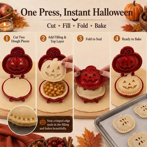 Vista 5 de Juego de moldes para tartas de mano de Halloween, suministros reutilizables E-4 piezas