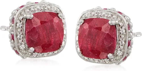 Vista 4 de Ross-Simons Gemstone and .10 ct. t.w. White Topaz Stud Earrings in Sterling Silver