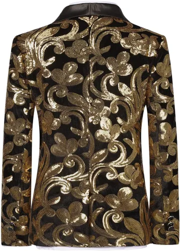 Vista 4 de SWOTGdoby Traje de esmoquin para niños, vestido formal brillante, conjunto de traje de 2 piezas, chaqueta de cachemira, pantalones y cuello de chal