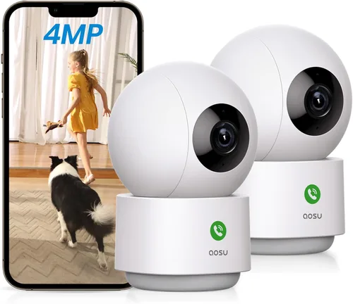 Vista 10 de aosu Cámara de seguridad 2K para interiores, monitor de bebé, cámara para mascotas de 360 grados para seguridad en el hogar con enrutador Wi-Fi