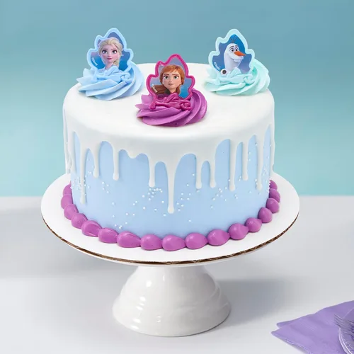Vista 2 de DecoPac Anillos Frozen II, decoraciones de cupcakes con Elsa, Anna y Olaf para celebraciones de cumpleaños y Navidad, paquete de 24