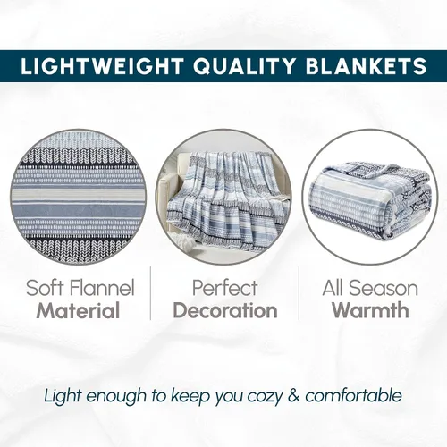 Vista 5 de Elegant Comfort Manta de Cama de Vellón de Franela con Estampado Ultra Suave, Colcha Cubrecama Ligera Acogedora y Suave, Manta Decorativa para Todas