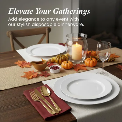 Vista 2 de Aya’s 60 Pack de Platos de Plástico para Fiesta - Juego de Platos Desechables Resistente con 30 Platos de Cena y 30 Platos de Ensalada - Platos