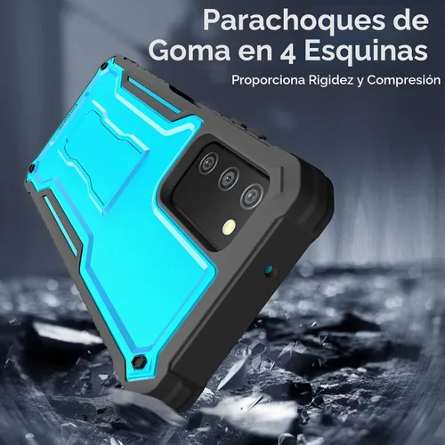 Vista 5 de ExoGuard Funda para Samsung Galaxy A03S 5G, funda de goma resistente a prueba de golpes con protector de pantalla para teléfono Samsung A03S 5G, Azul