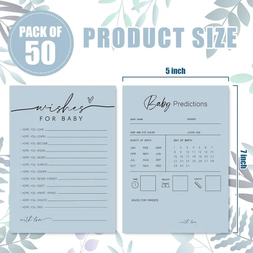 Vista 2 de Whaline 50 hojas de predicciones y consejos para baby shower, tarjetas de actividades para juegos de fiesta, nuevo libro de consejos para padres