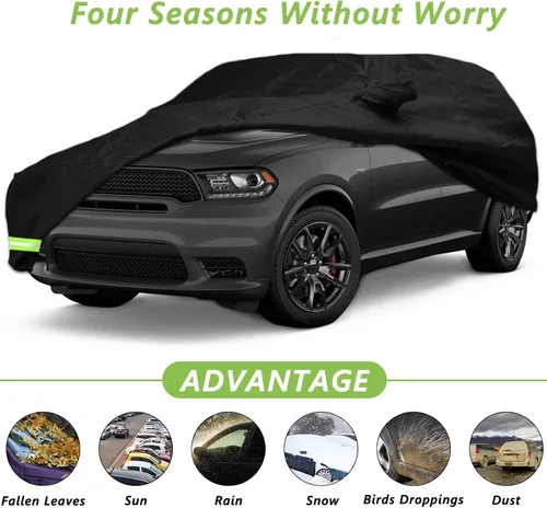 Vista 3 de Funda impermeable de automóvil para Dodge Durango 2011-2026, funda 190T, ajuste personalizado, correa 100% impermeable a prueba de viento