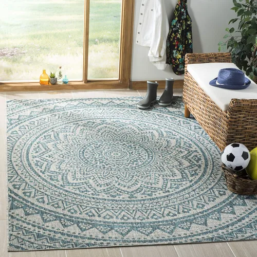 Vista 78 de SAFAVIEH Alfombra lavable al aire libre Courtyard Collection - 2'3" x 5', marfil y verde, no desprende pelusa y fácil limpieza, ideal para patio