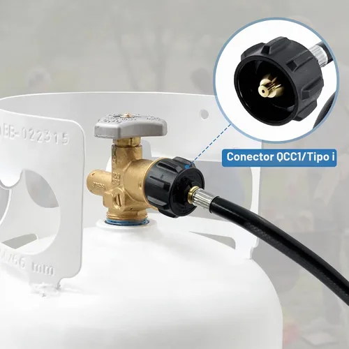 Vista 4 de Adaptador de Recarga de Propano para Tanques de 1 lb, Manguera Adaptadora de Recarga de Tanque de Propano Mejorada de 3 Pies/36'', Manguera