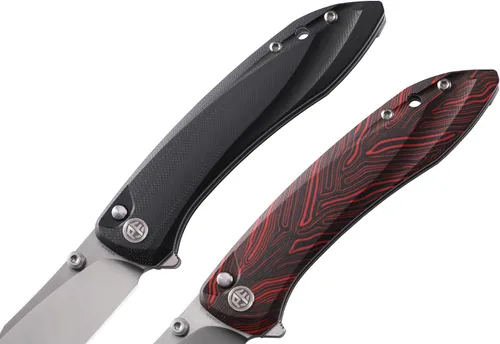 Vista 8 de Petrified fish PFE08 - Cuchillo plegable de crecimiento, hoja de satén K110 de 3.62 pulgadas, cuchillo de bolsillo con bloqueo de botón de mango G10