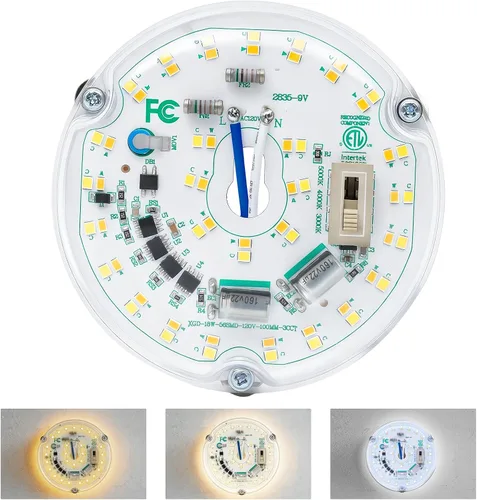 Vista 8 de Kit de Retrofit de Luz LED para Ventilador de Techo, 4 Pulgadas, Kit de Repuesto de Luz de Techo Motor PCB de Panel, 18W, 3CCT 3000K-4000K-5000K