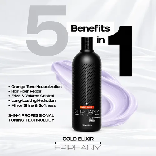Vista 6 de Gold Elixir Epiphany - Crema alisadora para el cabello, 37.2 onzas líquidas, con aceite de argán, aceite de coco