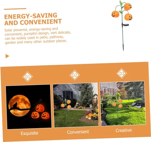 Vista 5 de NOLITOY Farol solar de calabaza para exteriores, luces LED para decoración de exteriores, luces solares de calabaza al aire libre, luz de calabaza
