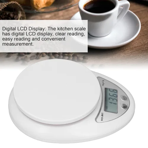 Vista 6 de Báscula digital de cocina con pantalla LCD digital, básculas de alimentos, peso digital, gramos, onzas y libras, con baterías de 0.04 oz, incluidas