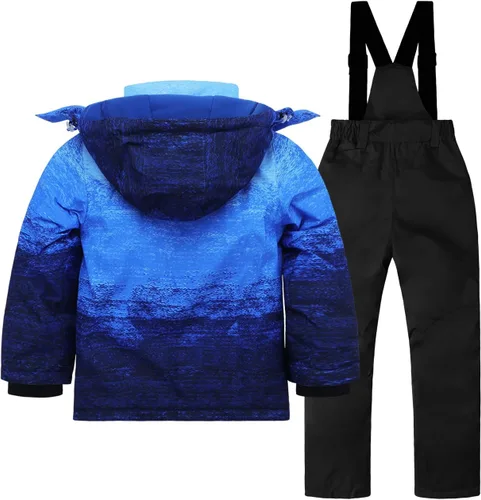 Vista 2 de AIMISYOU Conjunto de chaqueta y pantalones de esquí para niños, abrigos de lluvia para snowboard de invierno, trajes de nieve para niñas y niños