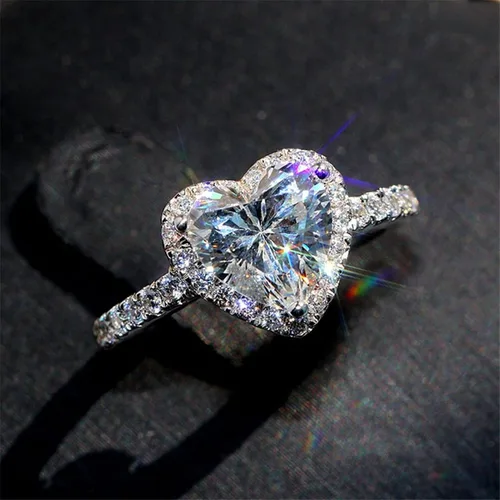 Vista 9 de Iumer - Anillo de zircón de dos piezas con incrustaciones de diamantes de imitación artificiales para mujer, talla 6-10.