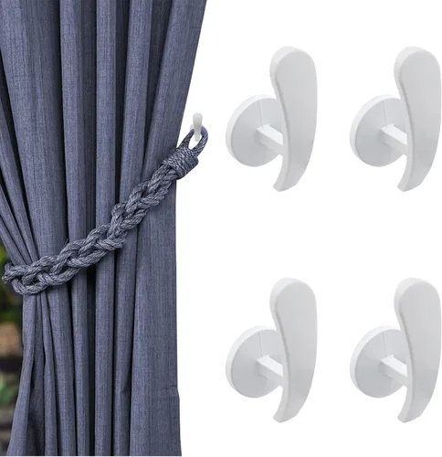 Vista 12 de Paquete de 2 ganchos negros para alzapaños de cortina, ganchos de sujeción para cortina para montaje en pared, ganchos decorativos para cortinas