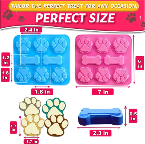 Vista 6 de 3 Moldes de Silicona de Pata de Cachorro y Hueso - Molde Antiadherente para Dulces, Moldes Reutilizables para Cubitos de Hielo para Golosinas
