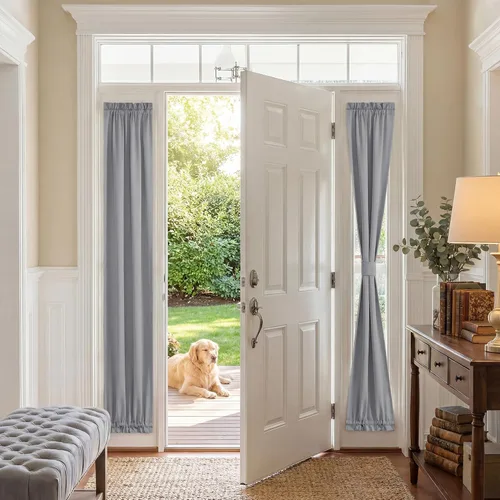 Vista 14 de PONY DANCE Persianas para puertas – Paneles opacos para tratamiento de ventanas, cortinas sólidas de alta resistencia con bolsillo para barra