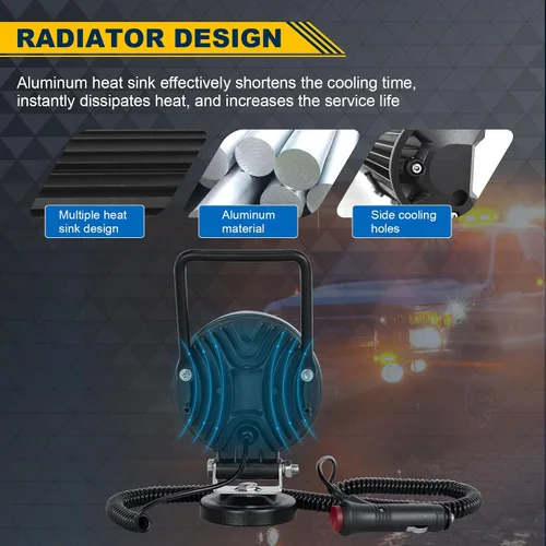 Vista 2 de RIGIDON Luz de trabajo LED de 4 pulgadas y 42 W con base magnética, luz redonda impermeable de 12 V 24 V, luces antiniebla LED para automóvil, SUV