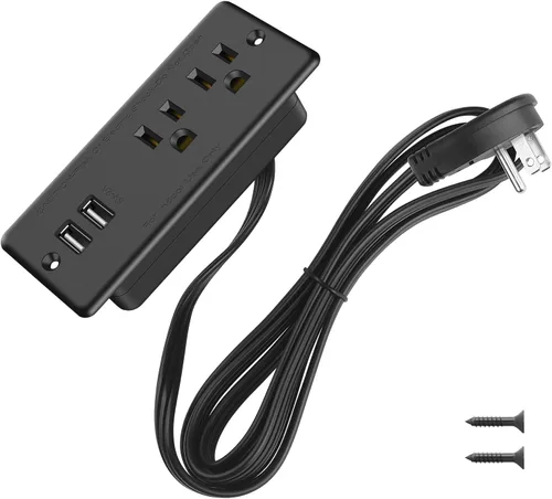 Vista 8 de HHSOET Regleta de alimentación empotrable de 20W con enchufe plano, enchufe de escritorio con USB, toma de corriente empotrada para conferencias