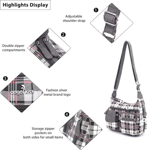Vista 5 de Angelkiss - Bolsos cruzados para mujer, bolsos de hombro para mujer, bolsos y monederos medianos de piel sintética