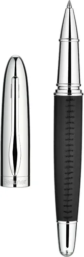 Vista 10 de BEILUNER 318 - Bolígrafo de cuero de lujo personalizado, cuero negro premium cosido a mano, acabado cromado, repuesto Schmidt, elegante set