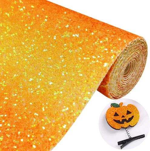 Vista 24 de Rollo de tela negra brillante con purpurina gruesa plateada, 12 x 52 pulgadas, color mixto brillante, invierno, Halloween, piel sintética