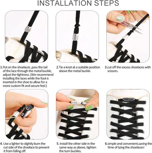 Vista 7 de ZHENTOR Cordones elásticos para zapatos, cordones elásticos sin atar, talla única para todos los zapatos de adultos y niños