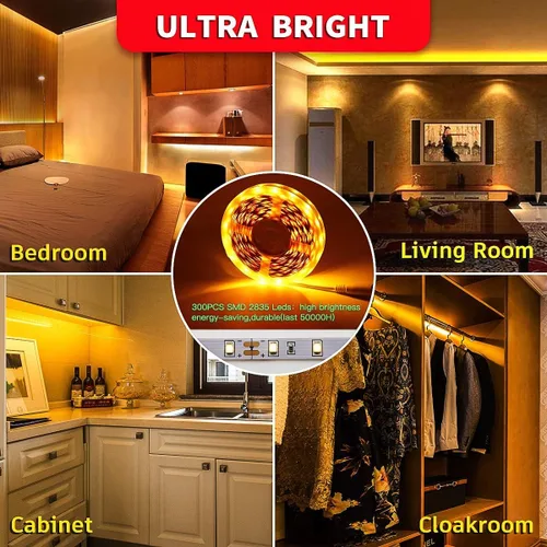 Vista 4 de Paquete completo de los kits completos de la luz de tira llevada amarilla de Dimmable con los equipos completos de los conectores