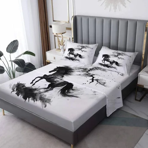 Vista 36 de Juego de sábanas de tamaño individual, sábanas de oso – Sábanas y fundas de almohada de microfibra de 3 piezas, juego de sábanas con patrones de Aa