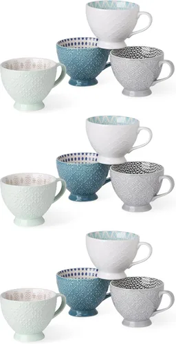 Vista 8 de SIGNATURE HOUSEWARES Juego de 4 tazas con patas surtidas de 14 onzas, PP13 multicolor