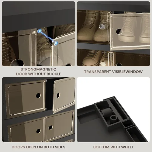 Vista 3 de Organizador de Zapatos Plegable Caja de Almacenamiento, Estante de Zapatos Plegable Portátil Extra Grande para Closet, Caja de Almacenamiento