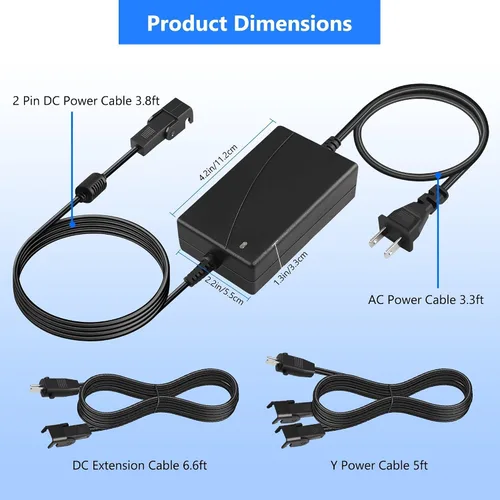 Vista 5 de Cable de alimentación universal para silla reclinable, fuente de alimentación reclinable de 2 pines 29 V 2 A con cable de extensión para sillón