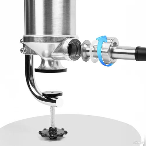 Vista 6 de Máquina de relleno vertical de acero inoxidable de 5 libras con 8 embudos de relleno y 1 pistón de silicona