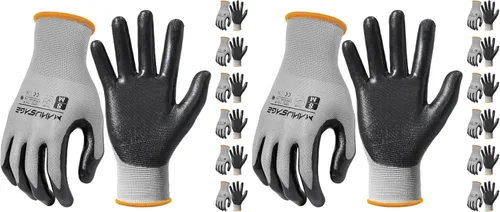 Vista 21 de MANUSAGE Guantes de trabajo de seguridad - Guante protector para hombres y mujeres - Protección de mano ultradelgada - Para construcción Negro
