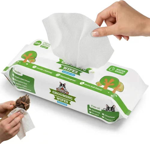 Vista 13 de Toallitas de aseo para perros de Pogi – Toallitas hipoalergénicas para mascotas para patas, cuerpo y trasero – Limpieza e hidratación, aroma a té