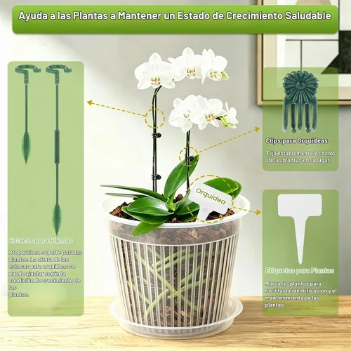 Vista 5 de Macetas transparentes para orquídeas con agujeros de drenaje, paquete de 12