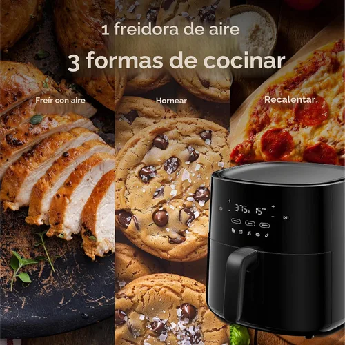 Vista 5 de Frigidaire Freidora de aire 3 en 1, capacidad grande de 5.3 cuartos de galón, pantalla digital, 3 modos de cocción, 5 preajustes de recetas