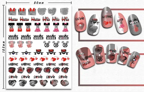 Vista 5 de Calcomanías de uñas para San Valentín, 3D autoadhesivas, lindas calcomanías de uñas, calcomanías románticas de amor, corazón de dibujos animados