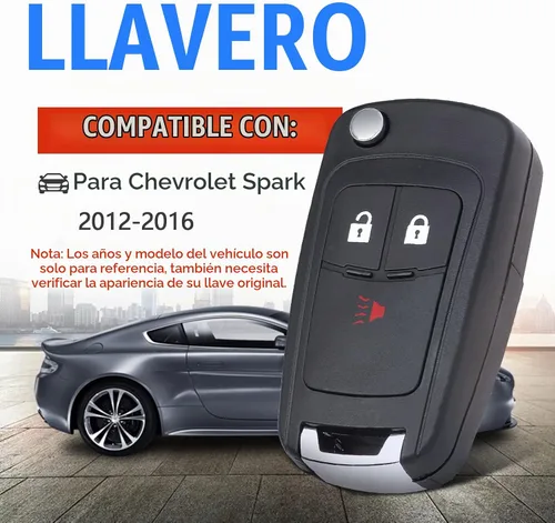 Vista 3 de Keymall Carcasa de llave abatible de repuesto para Chevrolet Spark 2012 2013 2014 2015 2016 A2GM3AFUS03 3 botones, solo la carcasa de la llave