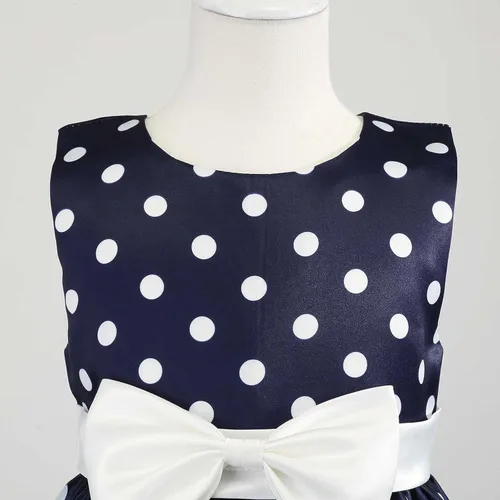 Vista 4 de Vestido vintage de lunares para niñas pequeñas vestido de princesa Rockabilly Dot para niñas blanco 5-6 años