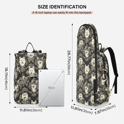 Vista 3 de Mochila de tenis de bádminton resistente al agua de dibujos animados lindo lobo negro tenis bádminton raqueta bolsa para mujeres hombres bolsa