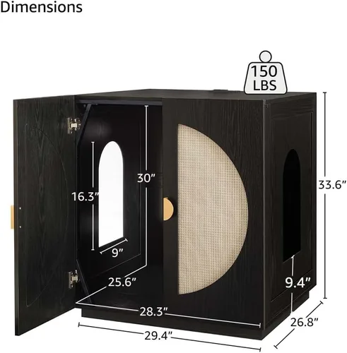 Vista 6 de unipaws Caja de arena para gatos extra grande para cajas de arena automáticas y autolimpiantes, armario alto con estación de carga, casa oculta