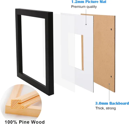 Vista 3 de Egofine Marco de fotos de madera maciza de 22 x 28 pulgadas cubierto por plexiglás mate para 18 x 24 pulgadas, color negro para montaje en pared