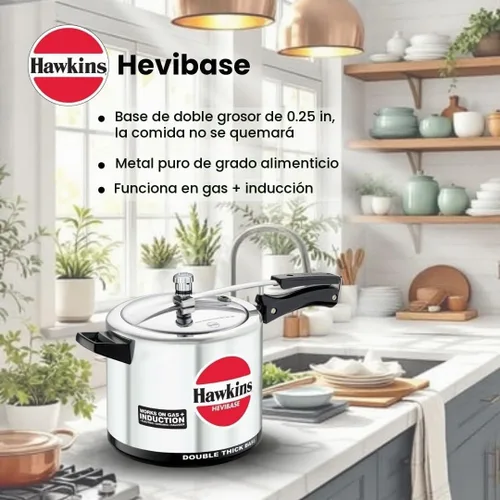 Vista 2 de Hawkins Olla a presión Hevibase de aluminio de 6,5 litros, cocina de tapa interior de inducción, plata (Ih65)